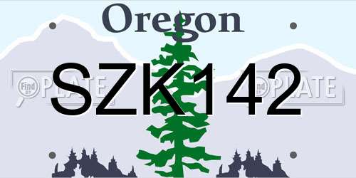 SZK142 Oregon License Plate