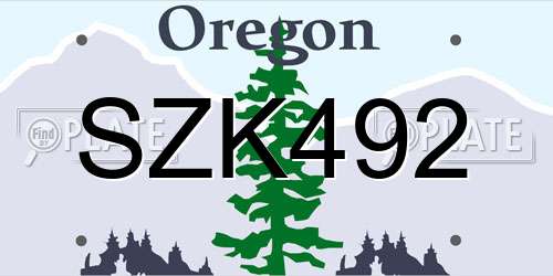 SZK492 Oregon License Plate