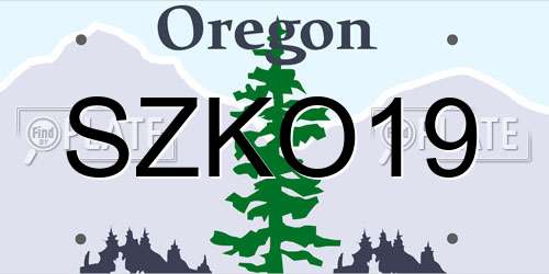 SZKO19 Oregon License Plate
