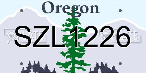 SZL1226 Oregon License Plate