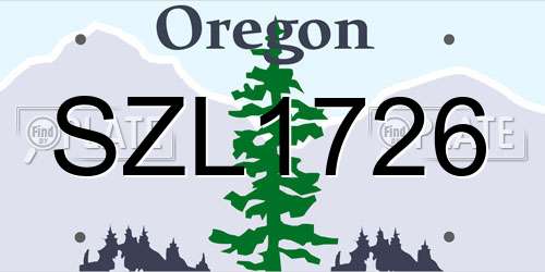 SZL1726 Oregon License Plate