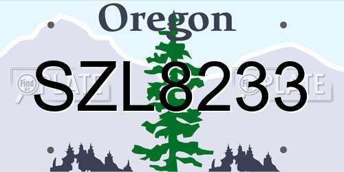 SZL8233 Oregon License Plate