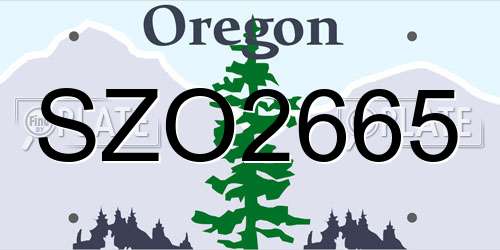 SZO2665 Oregon License Plate