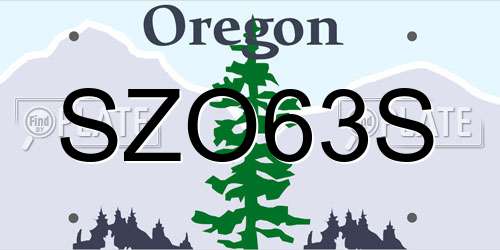 SZO63S Oregon License Plate