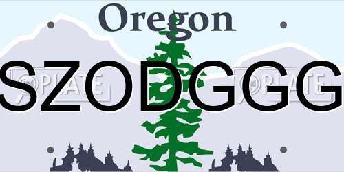 SZODGGG Oregon License Plate