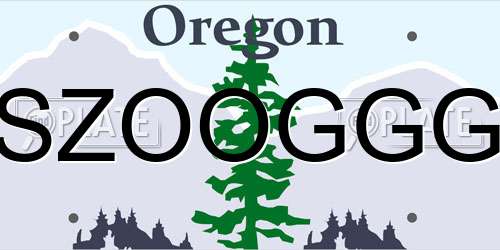 SZOOGGG Oregon License Plate