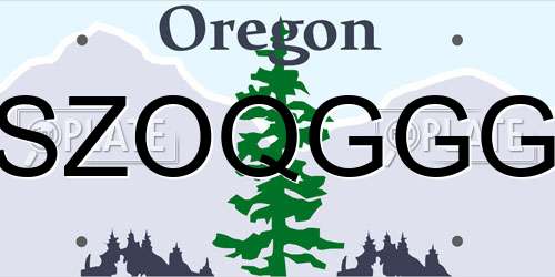 SZOQGGG Oregon License Plate