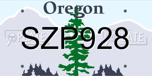 SZP928 Oregon License Plate