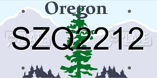 SZQ2212 Oregon License Plate