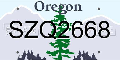 SZQ2668 Oregon License Plate