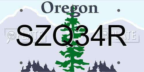 SZQ34R Oregon License Plate