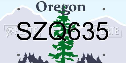 SZQ635 Oregon License Plate