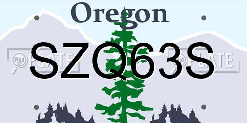 SZQ63S Oregon License Plate