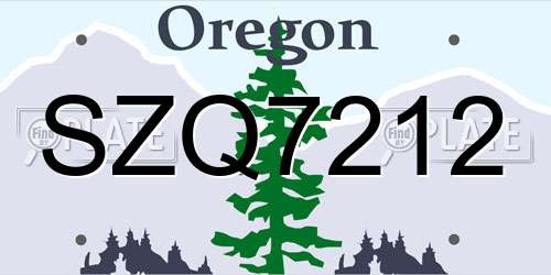 SZQ7212 Oregon License Plate
