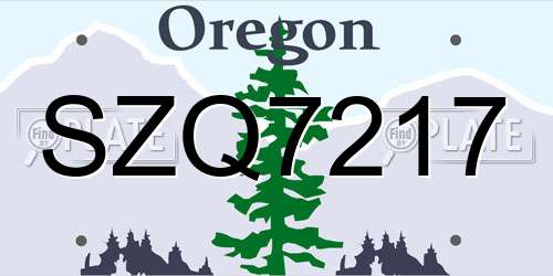 SZQ7217 Oregon License Plate