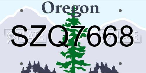 SZQ7668 Oregon License Plate