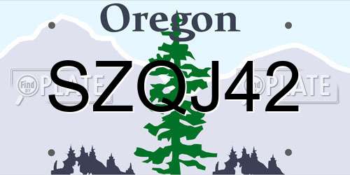 SZQJ42 Oregon License Plate