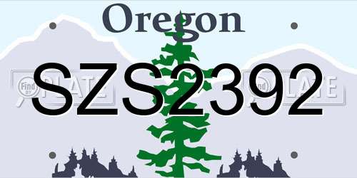 SZS2392 Oregon License Plate