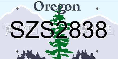 SZS2838 Oregon License Plate