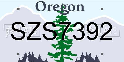 SZS7392 Oregon License Plate