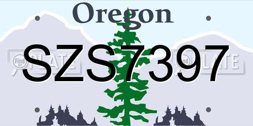 SZS7397 Oregon License Plate
