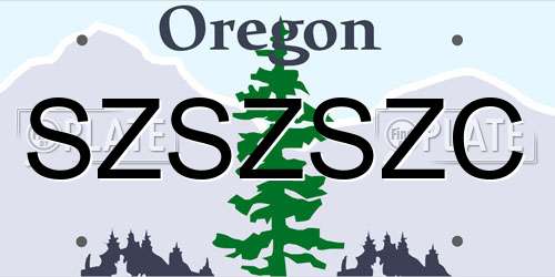 SZSZSZC Oregon License Plate