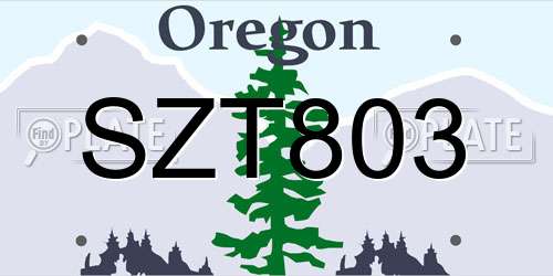 SZT803 Oregon License Plate