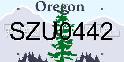 SZU0442 Oregon License Plate