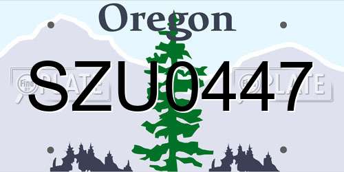 SZU0447 Oregon License Plate