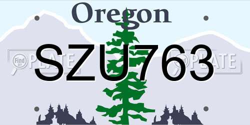 SZU763 Oregon License Plate