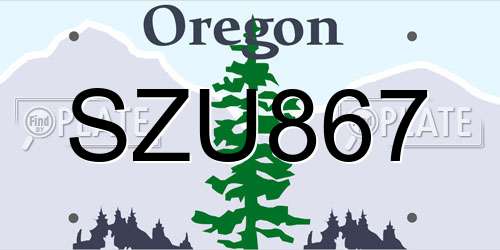 SZU867 Oregon License Plate
