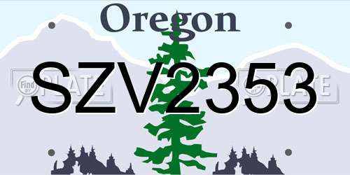 SZV2353 Oregon License Plate