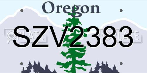 SZV2383 Oregon License Plate