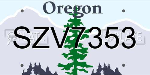 SZV7353 Oregon License Plate