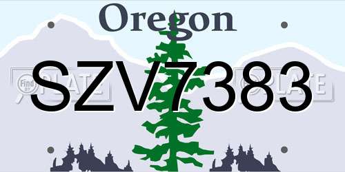 SZV7383 Oregon License Plate