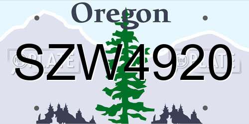 SZW4920 Oregon License Plate