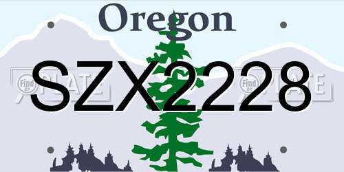 SZX2228 Oregon License Plate