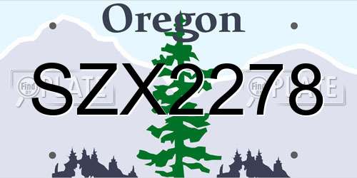 SZX2278 Oregon License Plate