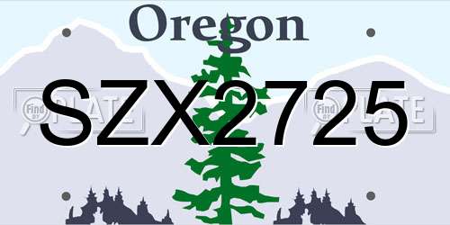 SZX2725 Oregon License Plate