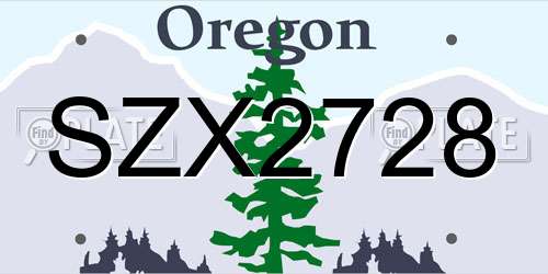 SZX2728 Oregon License Plate