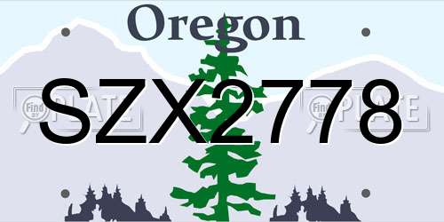SZX2778 Oregon License Plate