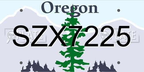 SZX7225 Oregon License Plate