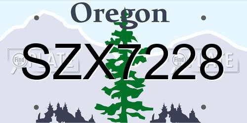 SZX7228 Oregon License Plate