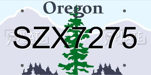 SZX7275 Oregon License Plate