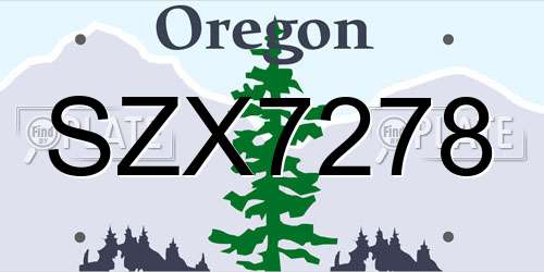 SZX7278 Oregon License Plate