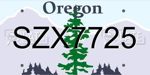 SZX7725 Oregon License Plate