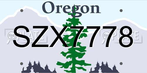 SZX7778 Oregon License Plate