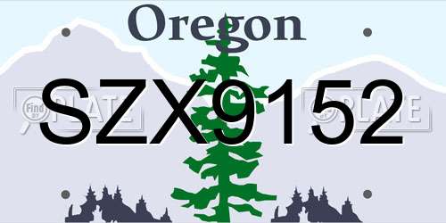 SZX9152 Oregon License Plate