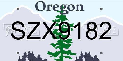SZX9182 Oregon License Plate