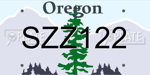 SZZ122 Oregon License Plate